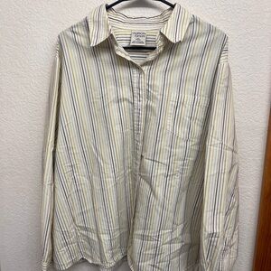 Allison Daley Men's Striped Button Down Shirt - Cream and yellow